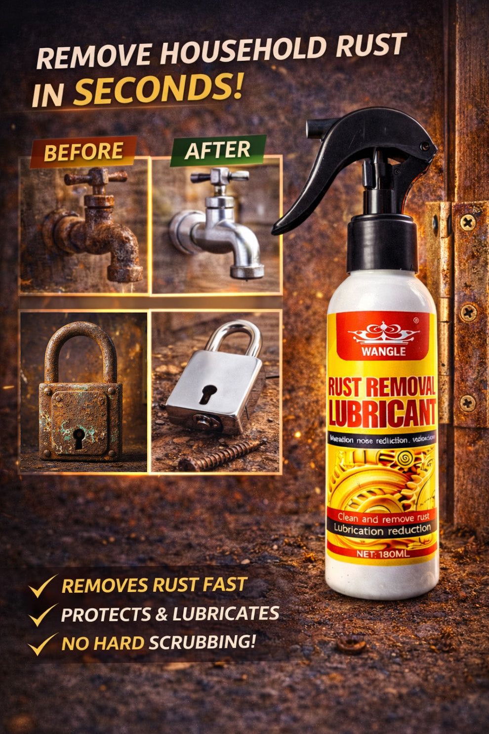 ⏳🏆Anti-Rust Lubricant Spray & Rust Remover | 🔥Buy 1 Get 1 Free🔥