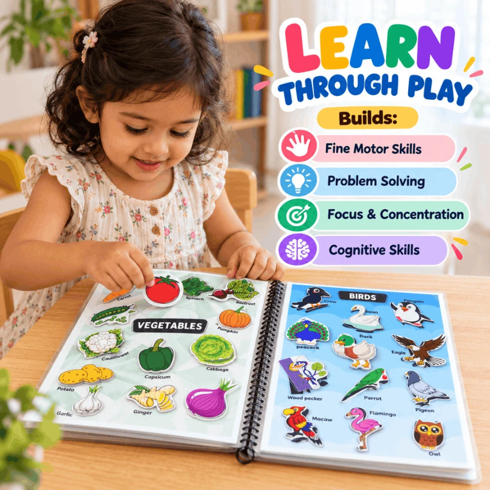 Montessori Quiet Book for Toddlers | 15-in-1 Reusable Busy Book