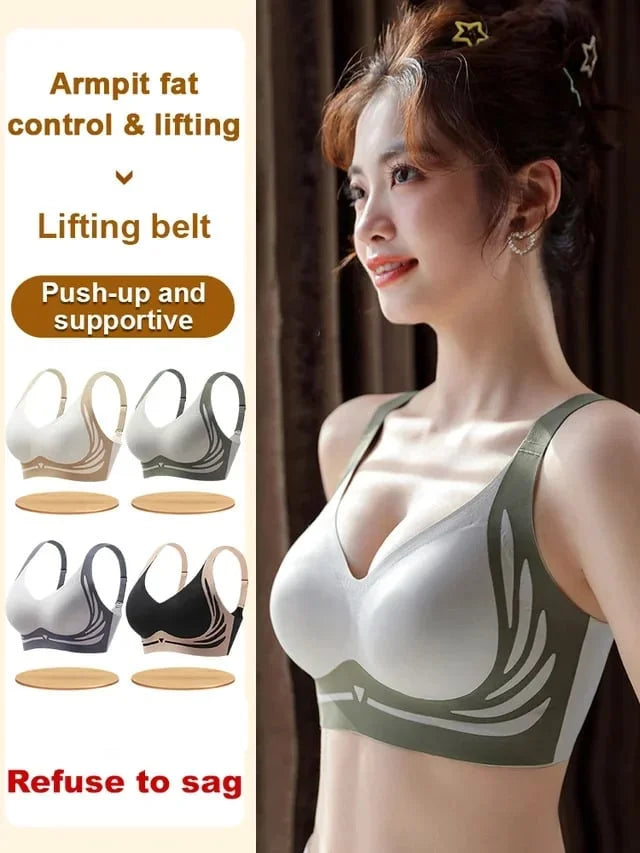 😍🔥Suhana™ London-Paris Premium Designer Edition Anti-Sagging Mega Lift Padded Wireless Bra🥰🔥 ( PACK OF 4 )