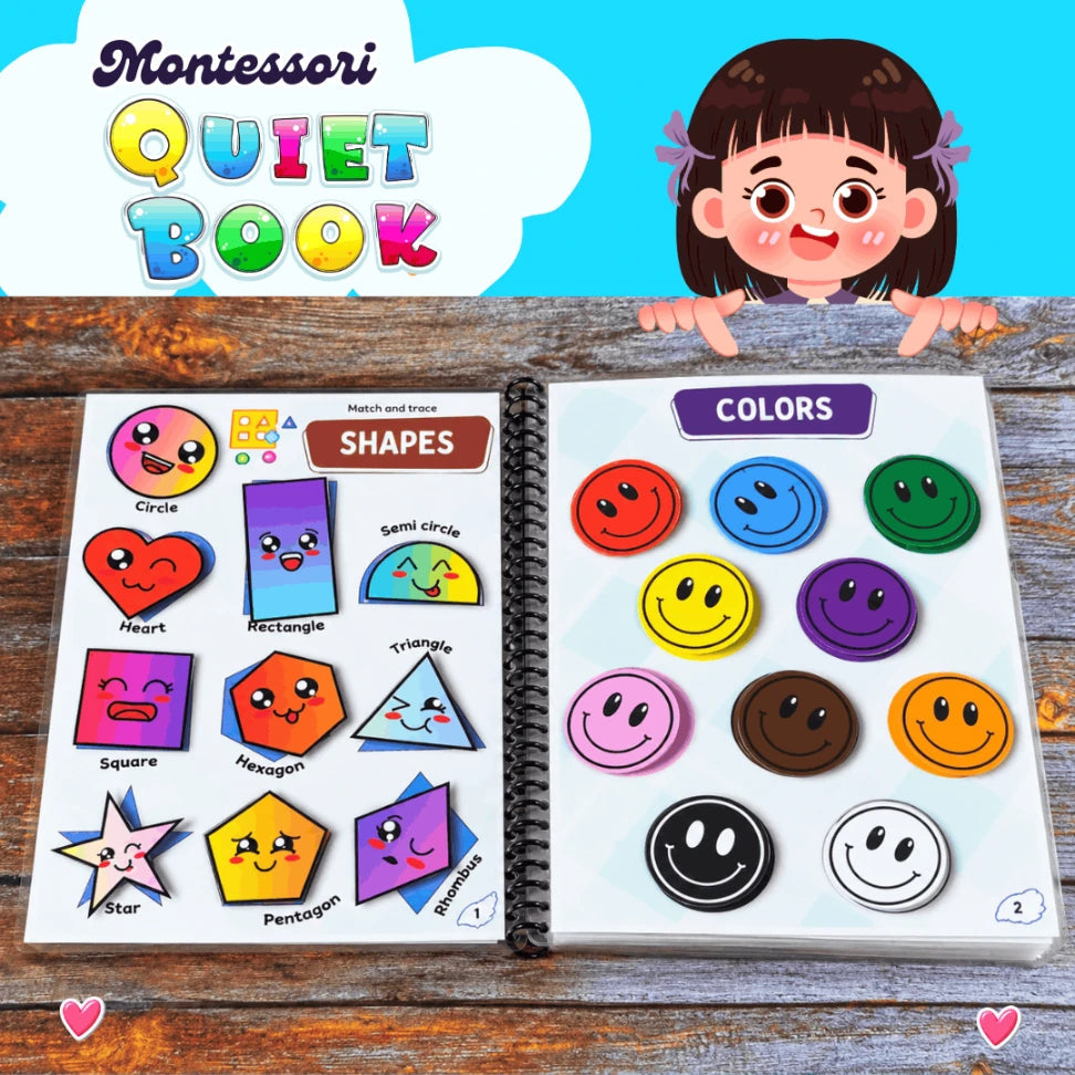 Montessori Quiet Book for Toddlers | 15-in-1 Reusable Busy Book