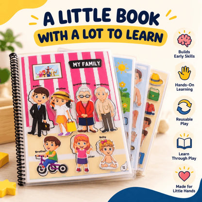 Montessori Quiet Book for Toddlers | 15-in-1 Reusable Busy Book
