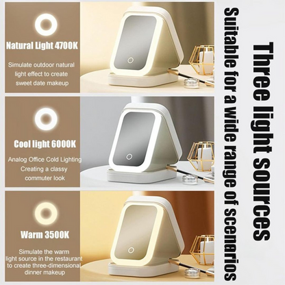 Compact Makeup Vanity With LED Mirror