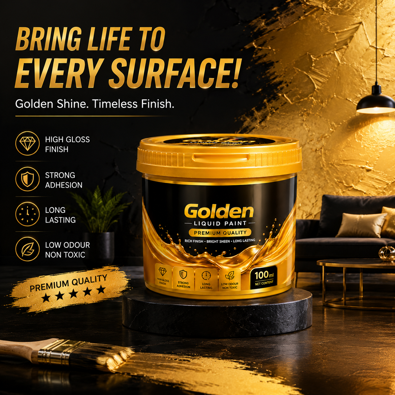 Golden Liquid Paint Tub