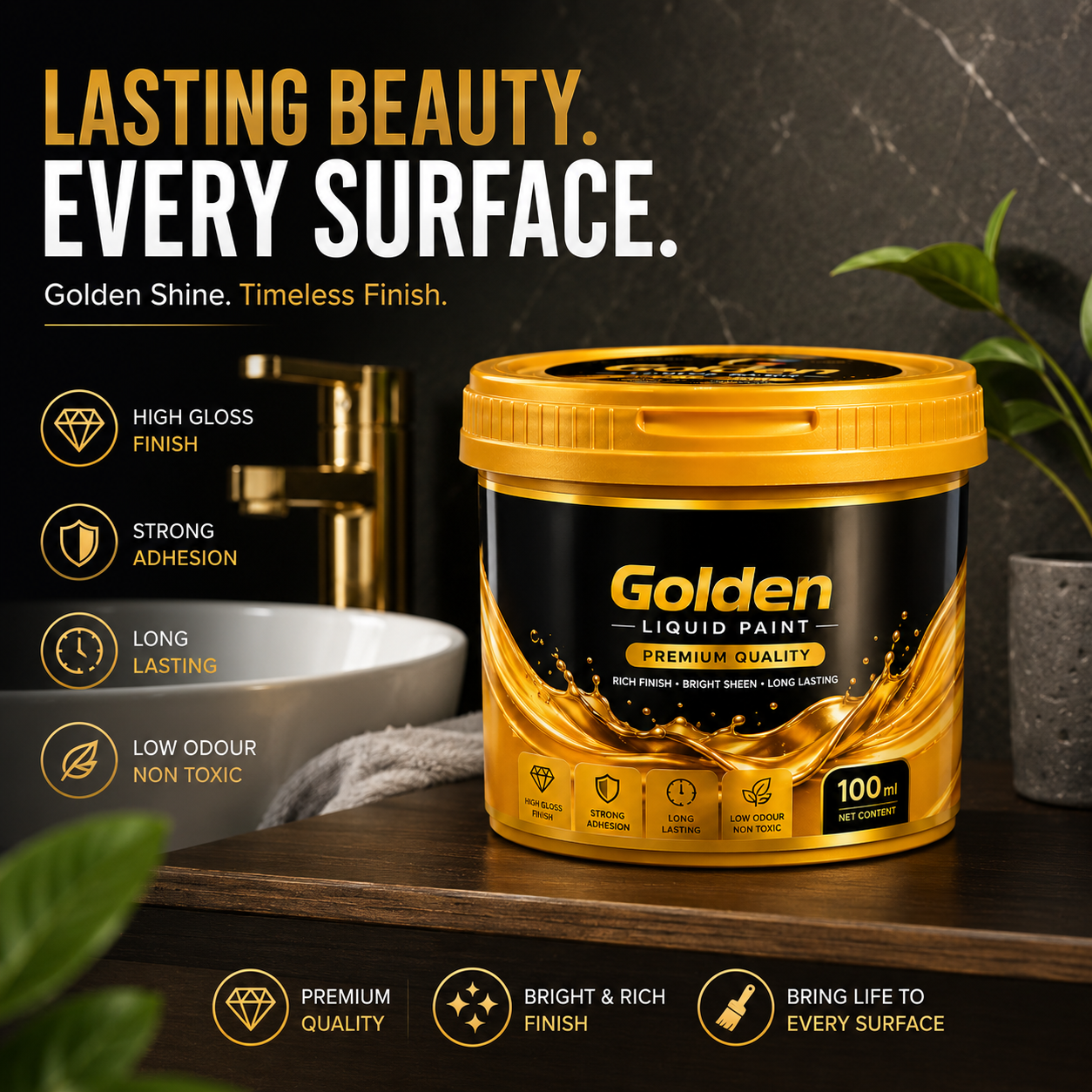 Golden Liquid Paint Tub