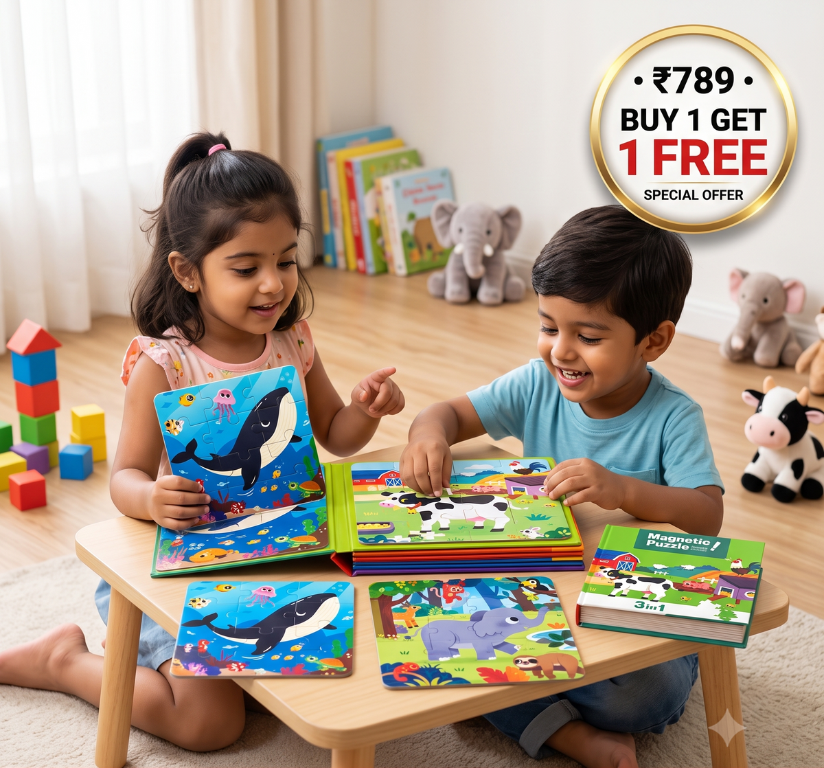 3 in 1 Magnetic Puzzle For Kids | Boosts Creativity | Buy 1 Get 1 FREE