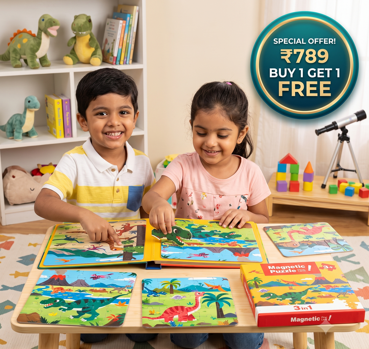 3 in 1 Magnetic Puzzle For Kids | Boosts Creativity | Buy 1 Get 1 FREE
