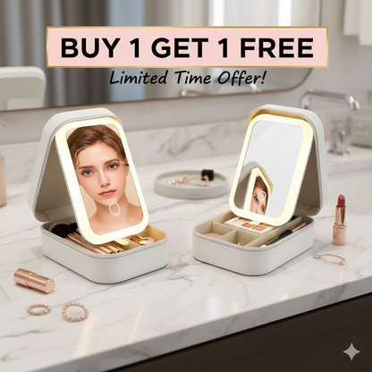 Compact Makeup Vanity With LED Mirror