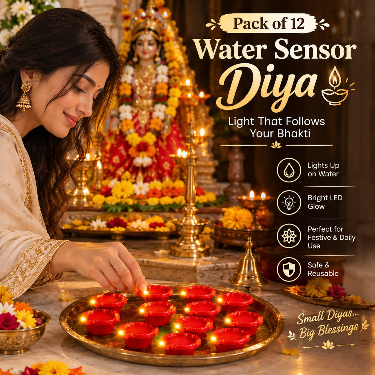 Magic Water Sensor Diya. – Pack of 12