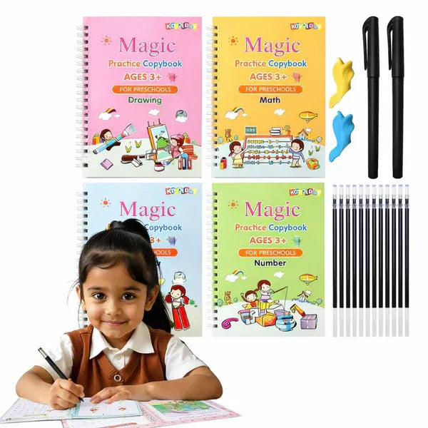 Magic Practice Copybook (4 BOOKS,1 PEN,1 GRIP,10 REFILL) – 50% OFF Today!